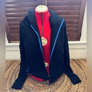 Kit and Ace Black Puffer Jacket with Blue Accents